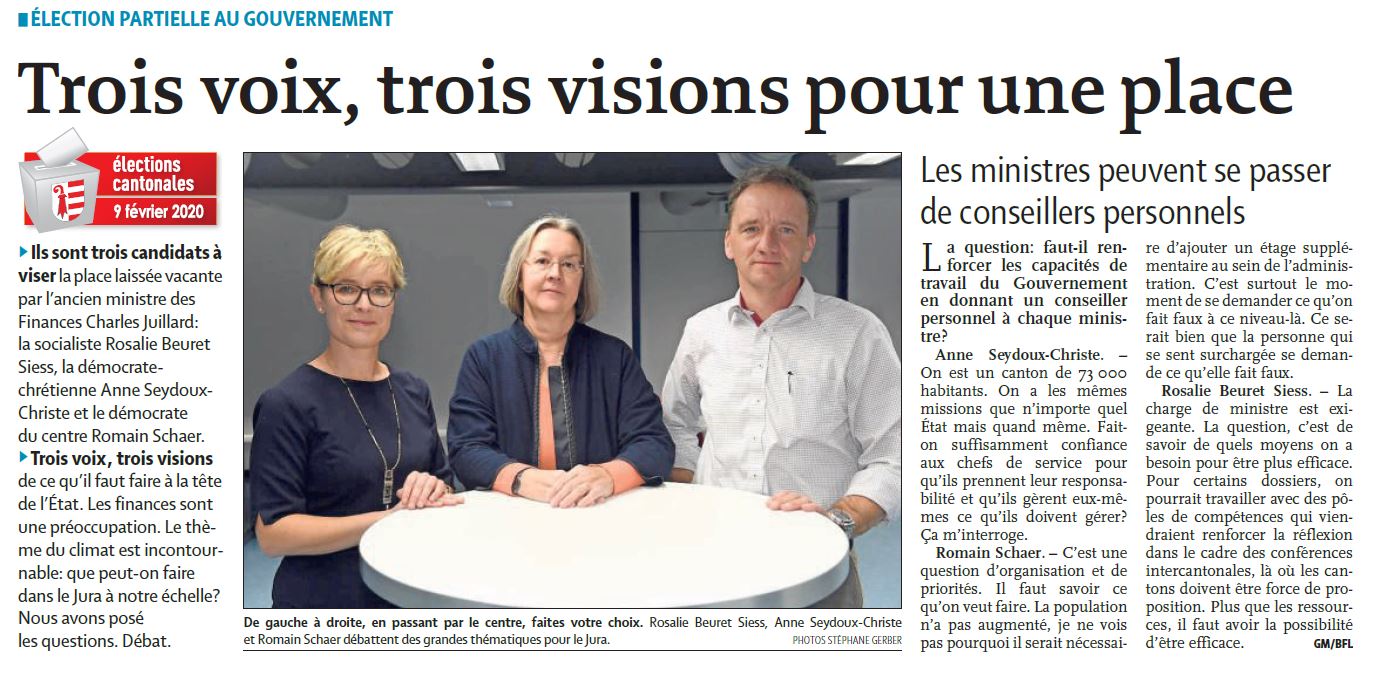 article du quotidien jurassien sur les élections fédérales